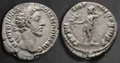 Roman Imperial Commodus AD 177-192. Rome Denarius AR 19 mm, 2,89 g M ANTONINVS COMMODVS AVG, laureate head right / TR P VII IMP IIII COS III P P, Roma standing left, holding Victory and spear. Nearly 