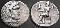 Greek Ptolemaic Kingdom of Egypt. Byblos. Ptolemy I Soter (As satrap) 323-305 BC. In the name and types of Alexander III of Macedon Tetradrachm AR 27 mm, 16,74 g Head of Herakles to right, wearing lio