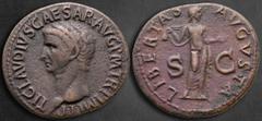 Roman Imperial Claudius AD 41-54. Rome As Æ 30 mm, 9,61 g TI CLAVDIVS CAESAR AVG P M TR P IMP P P, bare head left / LIBERTAS AVGVSTA S - C, Libertas, draped, standing front, head right, holding pileus
