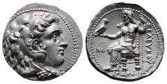 Greek Seleukid Kingdom. Seleukeia on the Tigris I mint. Seleukos I Nikator 312-281 BC. In the types of Alexander III of Macedon. Struck circa 300-296/5 BC Tetradrachm AR 28 mm, 16,67 g Head of Herakle
