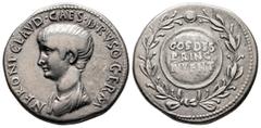 Roman Imperial Nero AD 54-68. Ephesus Cistophoric Tetradrachm AR 25 mm, 10,70 g NERONI CLAVD CAES DRVSO GERM, bare-headed and draped bust of Nero to left / COS DES PRINC IVVENT, legend in three lines 