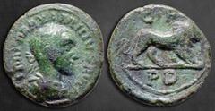 Roman Provincial Thrace. Deultum. Maximinus I Thrax AD 235-238. Bronze Æ 19 mm, 3,60 g IMP MAXIMINVS AVG, laureate, draped and cuirassed bust of Maximinus I to right / C F P D, lion walking to right. 