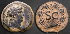 Roman Provincial Seleucis and Pieria. Antioch. Otho AD 69-69. Bronze Æ 29 mm, 13,44 g IMP M OTHO CAE AVG, laureate head of Otho to right / Large S C within wreath. Very Fine RPC I 4320. Marcus Salvius