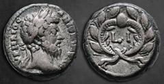 Roman Provincial Egypt. Alexandria. Marcus Aurelius AD 161-180. Dated RY 10=169/70 AD Billon-Tetradrachm 22 mm, 13,25 g Μ ΑΥΡΗΛΙΟϹ ΑΝΤΩΝΙΝΟ Ϲ ϹΕΒ, laureate head of Marcus Aurelius to right / L I, laur