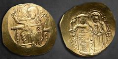 Byzantine John III Ducas (Vatatzes). Emperor of Nicaea AD 1222-1254. Magnesia Hyperpyron AV 27 mm, 4,26 g Christ, nimbate, seated facing on throne, wearing tunic and pallium, raising His right hand in