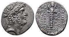 Greek Seleukid Kingdom. Damascus. Demetrios III Eukairos 97-87 BC. SE 222 = 91/0 BC Tetradrachm AR 28 mm, 15,53 g Diademed head of Demetrios III to right / ΒAΣΙΛEΩΣ/ ΔHMHTPIOY/ ΘEOY - ΦIΛOΠATOPOΣ/ ΣΩT