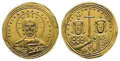Byzantine Basil II Bulgaroktonos, with Constantine VIII AD 976-1025. Constantinople Histamenon Nomisma AV 23 mm, 4,33 g +IҺS XIS RЄX RЄςNANTIҺm, nimbate bust of Christ facing, wearing tunic and palliu
