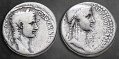 Roman Provincial Seleucis and Pieria. Antioch. Caligula AD 37-41. Tetradrachm AR 25 mm, 14,78 g ΓΑΙΟΥ ΚΑΙΣΑΡΟΣ ΣΕΒΑ ΓΕΡΜΑ, laureate head right / ΑΓΡΙΠΠΕΙΝΗΣ ΑΝΤΙΟ ΜΗΤΡΟ, ΕΤ Γ, draped bust of Agrippina