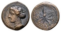 Sicily, Syracuse. Dionysios I. 405-367 BC. Æ Tetras. Head of Arethusa left, hair in sphendone / Octopus. CNS 14; SNG ANS 389. 14 mm, 2,52 g very fine