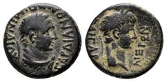 Lydia, Sardes Nero, 54-68 Bronze Mindios, magistrate. Æ 15mm., 3,24g. Laureate head of Nero right / Laureate head of Hercules right, with lion’s skin tied around neck. RPC 3002 very fine
