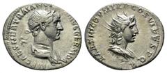 Trajan, 98-117. Denar. Rome. AR 19mm., 2,98g. IMP CAES NER TRAIAN OPTIM AVG GER DAC PARTHICO Laureate and draped bust of Trajan right / P M TR P COS VI P P SPQR Radiate and draped bust of Sol right ve