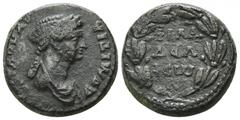 Lydia. Philadelphia. Domitia AD 82-96. Bronze Æ 18mm., 5,82g. ΔOMITIA AYΓΟΥCΤΑ, Draped bust right / ΦΙΛΑ / ΔΕΛ / ΦЄW / Ν, Legend in four lines within wreath. very fine RPC II 1340; SNG von Aulock 3075