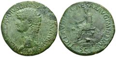 Nero Claudius Drusus AD 9. Rome Sesterz Æ 35mm., 22,31g. NERO CLAVDIVS DRVSVS GERMANICVS IMP, Bare head left / TI CLAVDIVS CAESAR AVG P M TR P IMP – S C, Claudius seated left on curule chair, holding 