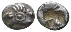 Lycia. . Uncertain Dynast 500-400 BC. Hemiobol AR 5mm., 0,27g. Head of bull to left / Irregular incuse punch; symbol inside. very fine SNG Kayhan 1046 (tetrobol); CNG 63, Lot: 2067 (obol); Gitdub & Na