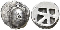 Islands off Attica. Aegina. circa 456/45-431 BC. Stater AR 17mm., 12,31g. Land tortoise with segmented shell, countremark on shell / Large square incuse with skew pattern. very fine Meadows, Aegina, G