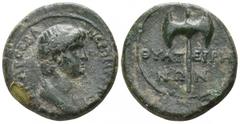 Lydia. Thyateira . Nero AD 54-68. Bronze Æ 16mm., 3,39g. NEPΩN [KΛAVΔIOC KAIC]AP CEBA; draped bust right / ΘYAT-EIPH NΩ-N; double axe. very fine RPC 2382