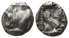 Greek Dynasts of Lycia. . Uncertain Dynast circa 480 BC. Obol AR 8mm., 0,63g. Forepart of bull left in dotted square / Forepart of Pegasos right in dotted square; all within incuse square. nearly very