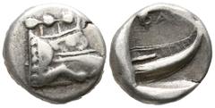 Greek Lycia. Phaselis circa 500-440 BC. 1/3 Stater AR 13mm., 3,34g. Prow of galley right / Stern of galley right within incuse square. very fine Heipp-Tamer Series 4, Emission 2, 60; SNG Berry 1199.