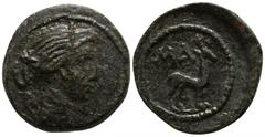 Greek Lycia. Masikytes circa 100-0 BC. Bronze Æ 18mm., 3,77g. Draped bust of Artemis right, quiver at shoulder / Stag standing right. very fine Troxell 192; RPC I 3319.