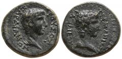 Roman Provincial Lydia. Sardeis . Germanicus, with Drusus 4-19 BC. Bronze Æ 15mm., 2,92g. Bare head right / Bare head right. very fine RPC I 2992.