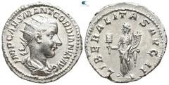 Roman Imperial Gordian III. AD 238-244. Rome Antoninianus AR 21mm., 4,39g. IMP CAES M ANT GORDIANVS AVG, radiate, draped and cuirassed bust of Gordian III right / LIBERALITAS AVG II, Liberalitas stand