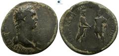 Roman Provincial Lydia. Sardeis . Domitian AD 81-96. Bronze Æ 28mm., 8,69g. Laureate head right / Demos of Sardes standing right, clasping hands with demos of Smyrna standing left. nearly very fine RP