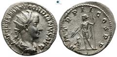 Roman Imperial Gordian III. AD 238-244. Rome Antoninianus AR 21mm., 3,84g. IMP CAES M ANT GORDIANVS AVG, radiate, draped, and cuirassed bust right / P M TR P II COS P P, Jupiter standing left, holding