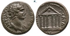 Roman Provincial Lydia. Sardeis . Pseudo-autonomous issue circa AD 0-200. Bronze Æ 15mm., 3,10g. IEΡA CYNKΛHTOC (or -N), draped bust of the Senate right / CAΡΔIANΩN, hexastyle temple with dot in pedim