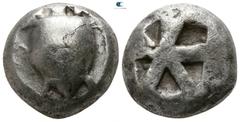 Greek Islands off Attica. Aegina circa 550-456 BC. Stater AR 16mm., 11,69g. Sea turtle, head in profile / Incuse square with skew pattern. nearly very fine Meadows, Aegina, Group IIc; HGC 6, 434.