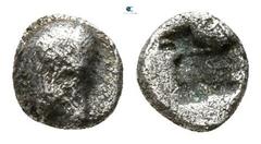 Greek Ionia. Phokaia circa 500 BC. Tetartemorion AR 2mm., 0,14g. Archaic head of Athena (?) left / Incuse punch. nearly very fine Cf. SNG Kayhan 522 (Diobol).