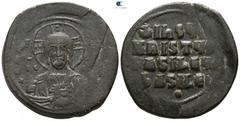 Byzantine Basil II Bulgaroktonos, with Constantine VIII AD 976-1025. Anonymous Follis Æ, Class 2. Constantinople Follis Æ 32mm., 14,27g. + EMMANOVHΛ, IC-XC to left and right of bust of Christ, facing,