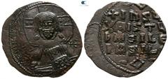 Byzantine Basil II Bulgaroktonos, with Constantine VIII AD 976-1025. Anonymous follis Æ, Class 2. Constantinople Follis Æ 27mm., 8,97g. + ЄMMA-NOVHΛ, IC XC to left and right of bust of Christ, facing,