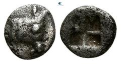 Greek Western Asia Minor. Uncertain mint circa 530-480 BC. Hemiobol or Tetartemorion AR 5mm., 0,30g. Head of bull or calf right / Quadripartite incuse square. very fine Cf. SNG Kayhan 1575 (hemiobol; 