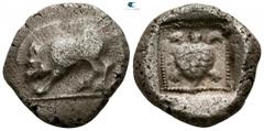 Greek Dynasts of Lycia. Uncertain mint. Uncertain Dynast 500-480 BC. Stater AR 18mm., 8,79g. Snuffling boar left / Tortoise in dotted square. very fine SNG von Aulock 4071.