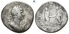 Roman Imperial Hadrian AD 117-138. Rome Denarius AR 16mm., 3,05g. IMP CAES TRAIAN HADRIAN OPT AVG GER DAC, laureate and draped bust, wearing aegis to right / PARTHIC DIVI TRAIAN AVG F P M TR P COS P P