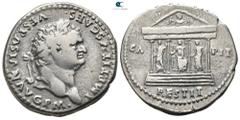 Roman Provincial Asia Minor. Struck at Rome for circulation in Asia. Titus AD 79-81. Struck AD 80/1 Cistophoric tetradrachm AR 27mm., 10,54g. IMP TITVS CAES VESPASIAN AVG P M, laureate head right / CA