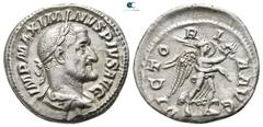 Roman Imperial Maximinus I Thrax AD 235-238. Struck AD 235-236. Rome Denarius AR 19 mm., 3,17 g. IMP MAXIMINVS PIVS AVG, laureate, draped and cuirassed bust of Maximinus to right / VICTO-R-I-A AVG, Vi