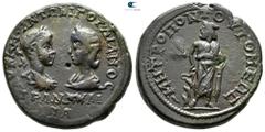 Roman Provincial Moesia Inferior. Tomis. Gordian III with Tranquillina AD 238-244. Tetrassarion Æ 27 mm., 14,38 g. AVT K M ANTΩNI ΓOPΔIANOC around, TPANKVΛI-NA in two lines below, laureate, draped, an