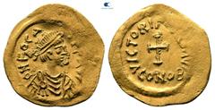 Byzantine Phocas AD 602-610. Constantinople Solidus AV 16 mm., 1,42 g. d N FOCA[S PER AVG], diademed, draped, and cuirassed bust right / VICTORI [FOCAS AVG], Cross potent, CONOB below. very fine DOC 1