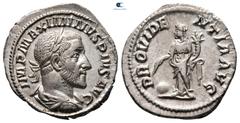 Roman Imperial Maximinus I Thrax AD 235-238. Rome Denarius AR 20 mm, 3,09 g IMP MAXIMINVS PIVS AVG, laureate, draped and cuirassed bust of Maximinus I to right, seen from behind / PROVIDENTIA AVG, Pro