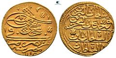 Special islamic collection Ottoman. Misr. Mahmud I AD 1730-1754. AH 1143 Dinar AV 18 mm, 2,57 g Tughra, legend and date / Legend in four lines. nearly extremely fine KM 272. The denomination "zer-i ma