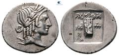 Greek Lycia. Masikytes circa 40-20 BC. Hemidrachm AR 14 mm, 1,65 g Head of Apollo right, wearing tainia / Kithara; ΛYKIΩN above, M-A across field, aphlaston to lower right; all within incuse square. g