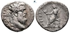 Roman Imperial Pertinax AD 193-193. Rome Denarius AR 18 mm, 2,53 g IMP CAES P HEL[V PERTIN AVG], laureate head of Pertinax to right / OPI DI[VIN TR P COS II], Ops seated left, holding two grain ears i