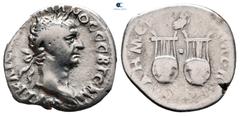 Roman Provincial Lycia. Koinon of Lycia. Trajan AD 98-117. Drachm AR 17 mm, 2,89 g [AYT] KAI[C NЄP TPA]IANOC CЄB ΓЄPM, laureate head right / ΔHM Є[Ξ YΠAT B], two lyres; above, owl standing right, head