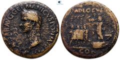 Roman Imperial Germanicus AD 37-41. Struck under Caligula, AD 37-38. Rome Sestertius Æ 36 mm, 25,03 g [C CAESA]R AVG GERMANICVS PON M [TR POT], laureate head of Caligula left / Caligula standing left 