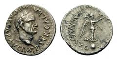 Galba, 68-69. Quinarius (Silver, 14mm, 1.72 g 6), uncertain mint in Gaul, struck c. November 68 - January 69. SER GALBA IMP CAESAR AVG P M T P Laureate head of Galba to right. Rev. VICTORIA GALBAE AVG