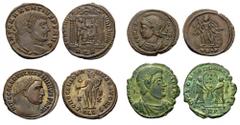 ROMAN. Imperial. . Maxentius. Follis (Bronze, 26 mm, 5.54 g, 12), Aquileia. RIC 113; Maximinus. Follis (Bronze, 23 mm, 6.27 g, 6), Alexandria. RIC 144b; Commemorative series. Follis (Bronze, 18 mm, 2.