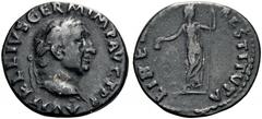 Vitellius, 69. Denarius (Silver, 18mm, 3.11 g 6), Rome. A VITELLIVS GERM IMP AVG TR P Laureate head of Vitellius to right. Rev. LIBERTAS RESTITVTA Libertas standing facing, her head to right, holding 