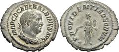 Balbinus, 238. Denarius (Silver, 21mm, 2.70 g 12), Rome, April - June 238. IMP C D CAEL BALBINVS AVG Radiate, draped and cuirassed bust of Balbinus to right. Rev. PROVIDENTIA DEORVM Providentia standi
