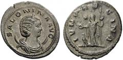Salonina, Augusta, 254-268. Antoninianus (Billon, 23mm, 3.96 g 6), Antioch, 263. SALONINA AVG Diademed and draped bust of Salonina to right, set on crescent. Rev. IVNO REGINA Juno standing left, holdi